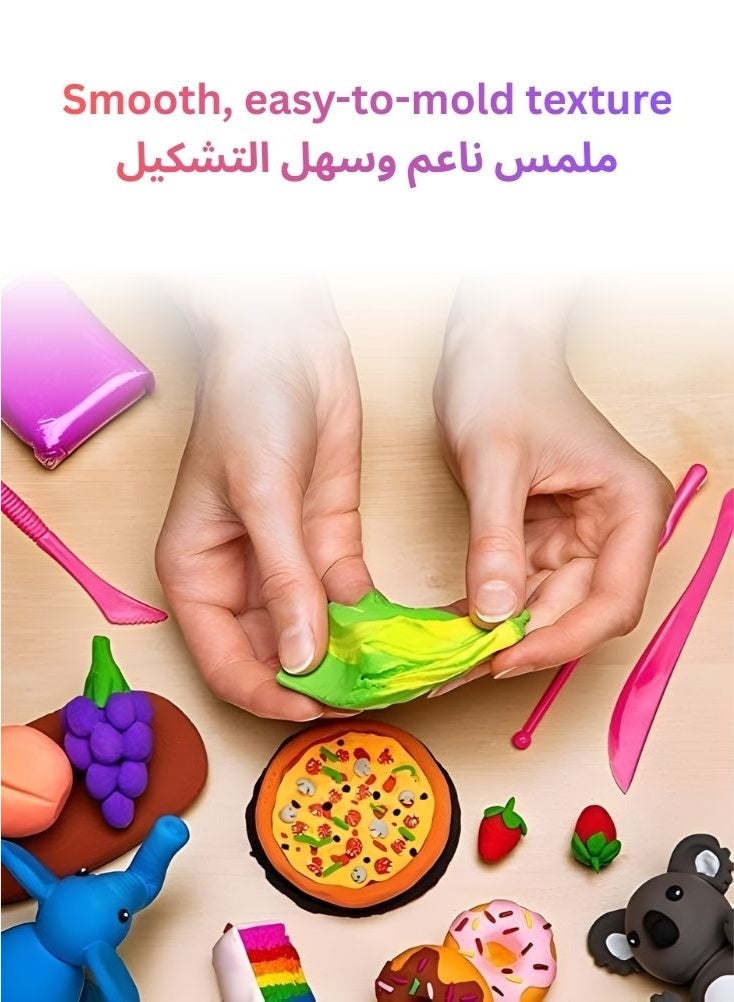 بريميم مجموعة صلصال متعددة الألوان للأطفال (٢٤ قطعة) - صلصال لعب ناعم غير سام بألوان قوس قزح زاهية، قوالب تشكيل ممتعة وأدوات نحت، لعبة فنية وحرفية إبداعية للأطفال الصغار وأنشطة ما قبل المدرسة - Image 4